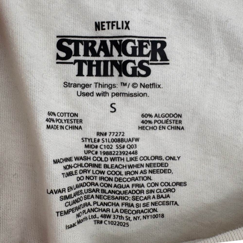 Stranger Things Hellfire Club T-Shirt Cream Tattoo Graphic S1L008BUAFW Small - Picture 3 of 5